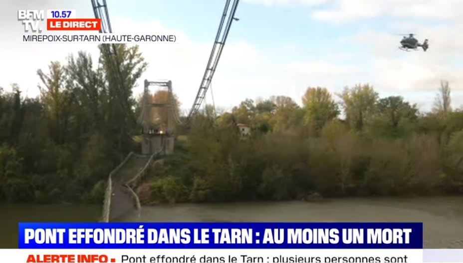 Effondrement du pont. L’illustration de l’effondrement de la France